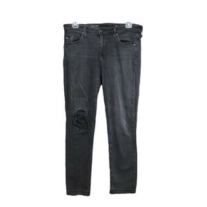 Women's Stilt Crop Black Distressed Jeans 28